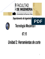 Unidad 2 - Herramientas de Corte Presentacion de Clase Tecnologia Mecanica I Facultad de Ingenieria Buenos Aires