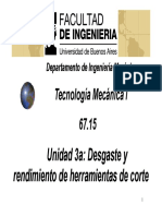 Unidad 3 Desgaste Herramientas de Corte Presentacion de Clase Tecnologia Mecanica I Facultad de Ingenieria Buenos Aires