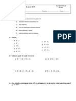 Examen de Matemáticas 1o ESO - Álgebra, Fracciones y Problemas