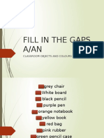 Fill in The Gaps A/An: Classroom Objects and Colours