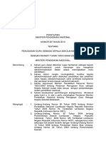 Permendiknas No 28 Tahun 2010 Tentang Penugasan Kepala Sekolah