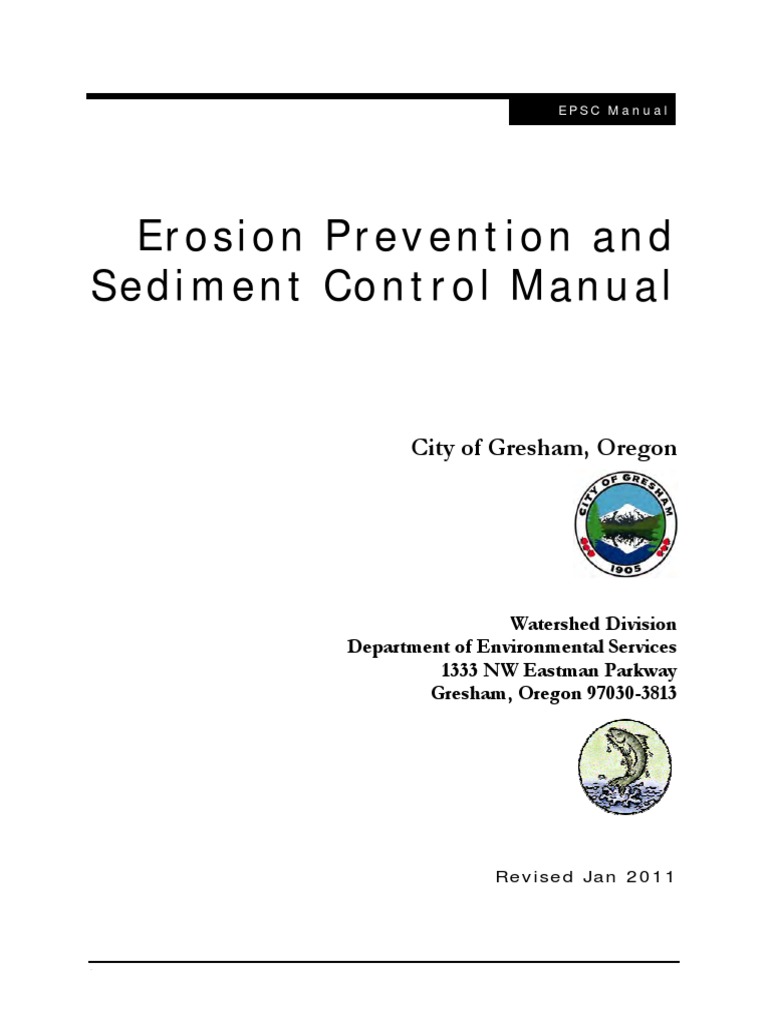 Erosion Prevention and Sediment Control Manual PDF | PDF | Clean Water ...