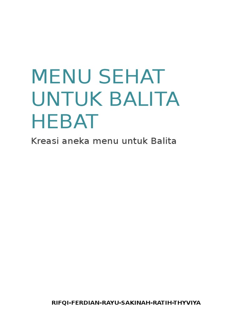 Booklet Resep  Makanan  Balita 