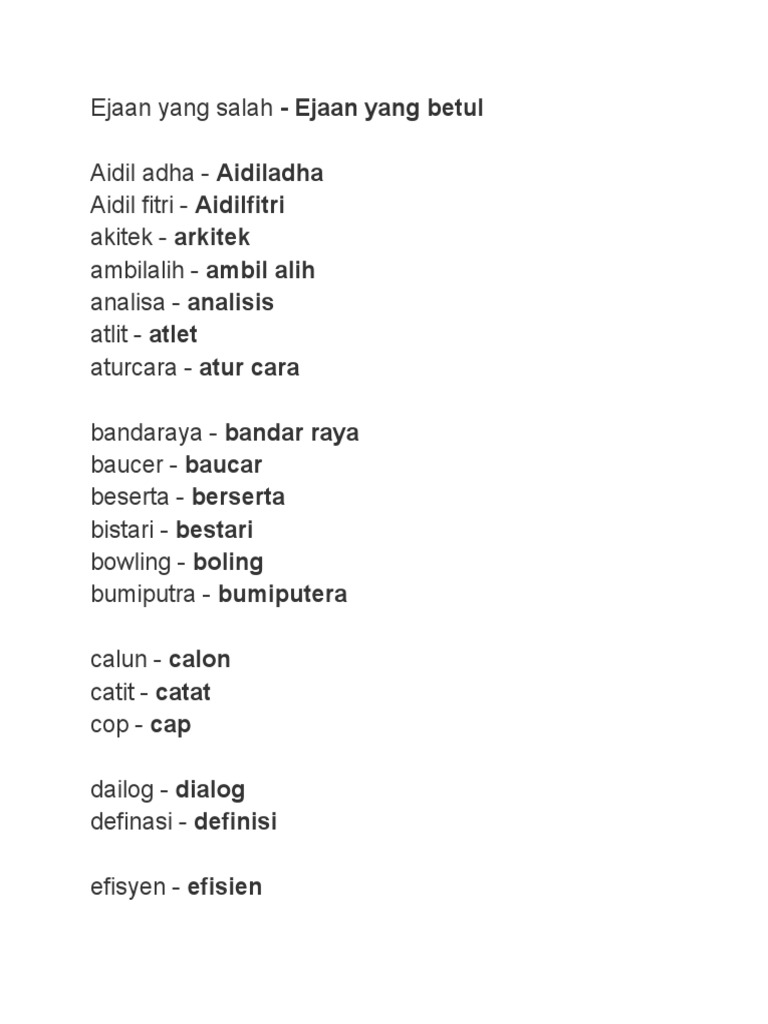 Kesalahan Ejaan Dalam Bm