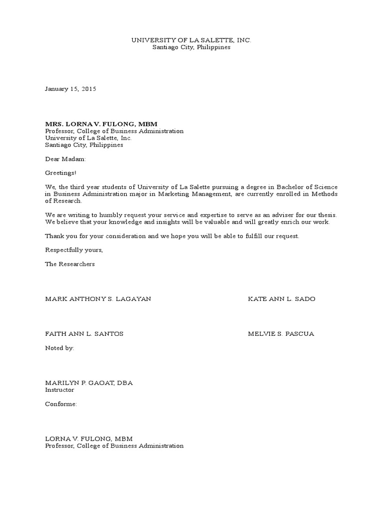 Sample letter of request for thesis