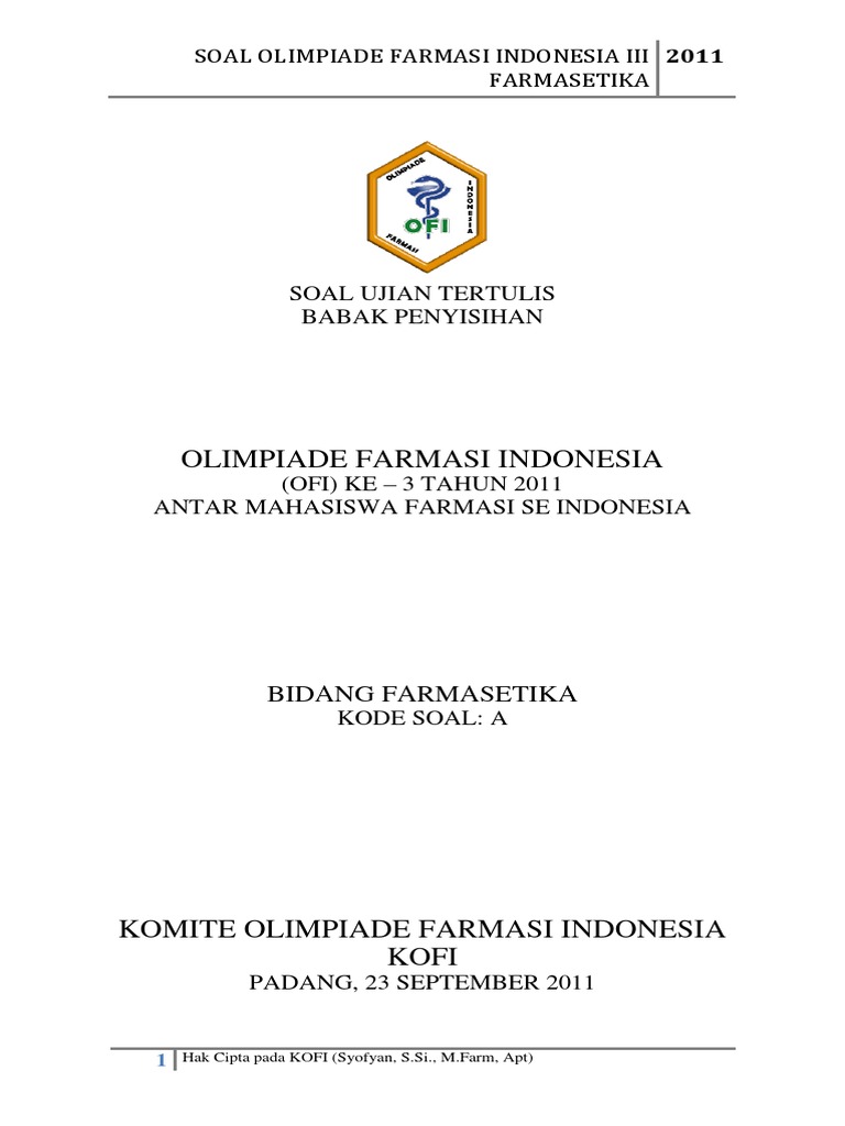 Soal Ofi Iii 2011 Farmasetika