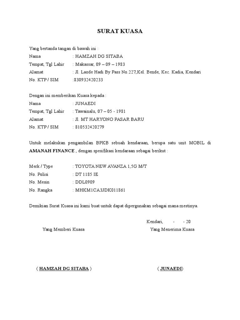 50 Contoh Surat Kuasa Yang Baik Dan Benar Terlengkap