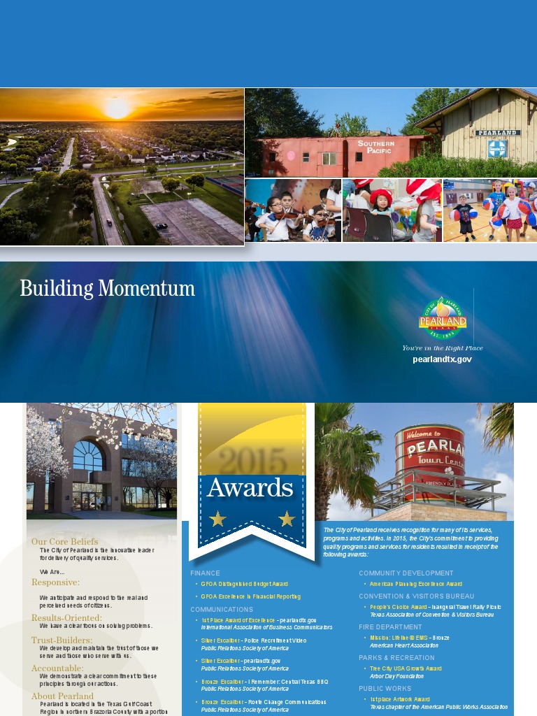  Pearland 2016 Annualreport Calendar PDF Property Tax Revenue