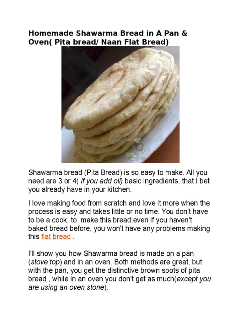 Homemade Shawarma Bread in A Pan PDF Dough Baker's Yeast