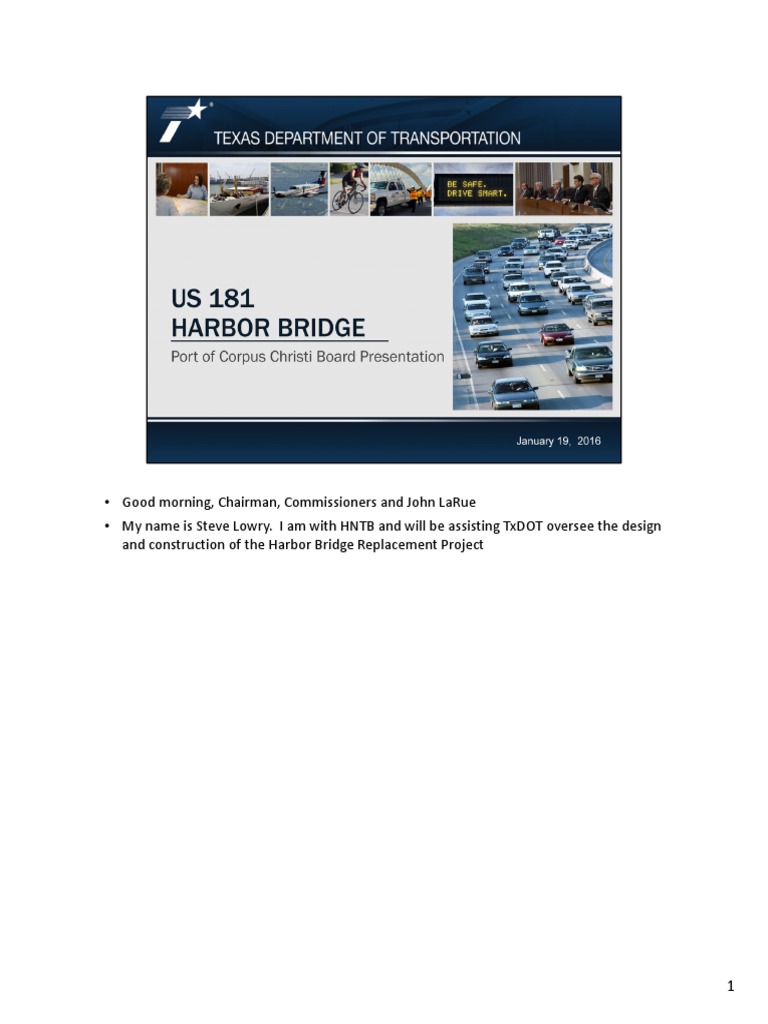 US 181 Harbor Bridge Replacement Overview | PDF | Bridge | Transport