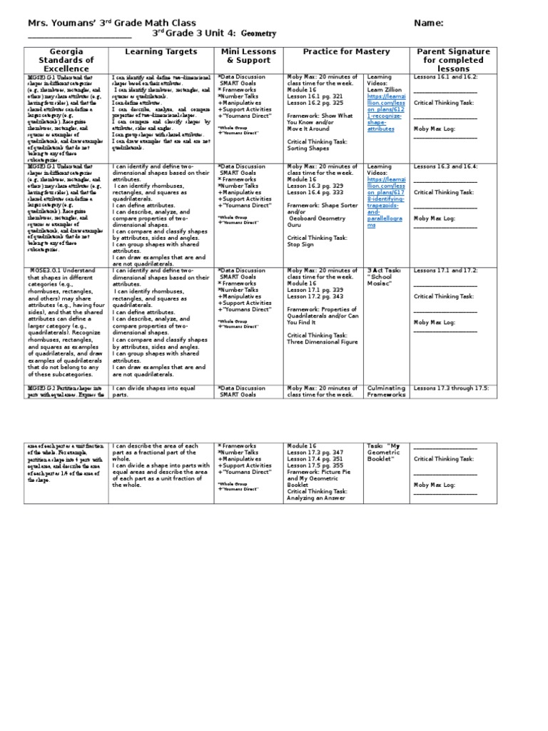 3rd Grade Geometry | PDF | Rectangle | Shape
