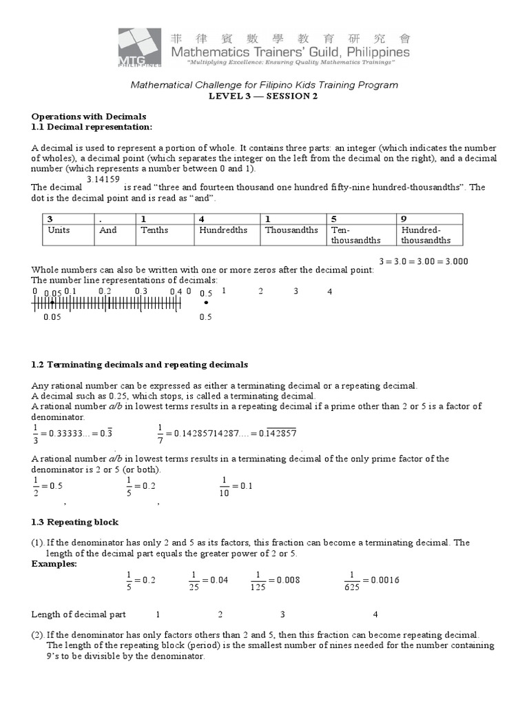 Operations With Decimal Level 3 Session 2 Sc Decimal