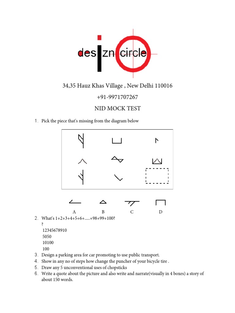 NID Mock Test Practice Questions | PDF