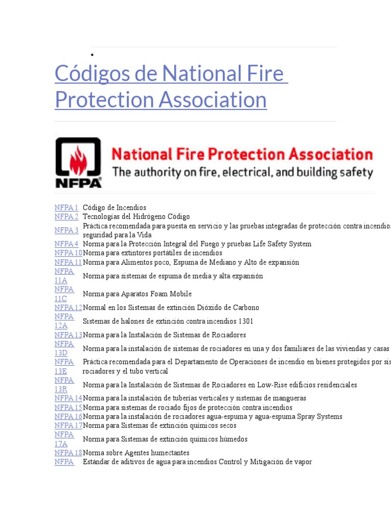 Serie Normas Nfpa Fija | PDF | Gas natural licuado | Bombero