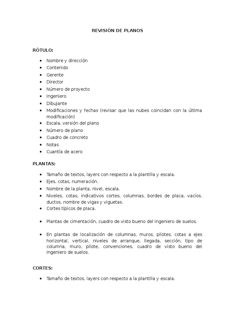 Revisión de Planos y Checklist Ginfo | PDF | Science | Ingeniería