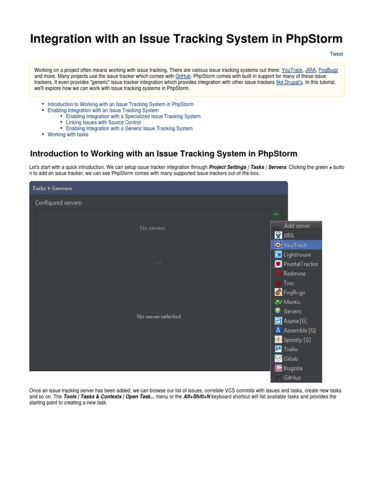 PhpStorm Issue Tracking Integration Guide | PDF | Version Control ...