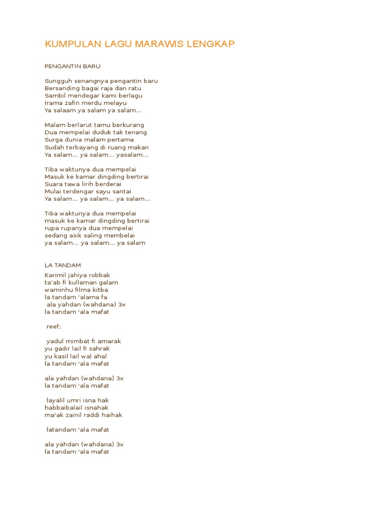 Kumpulan Lagu Marawis Lengkap