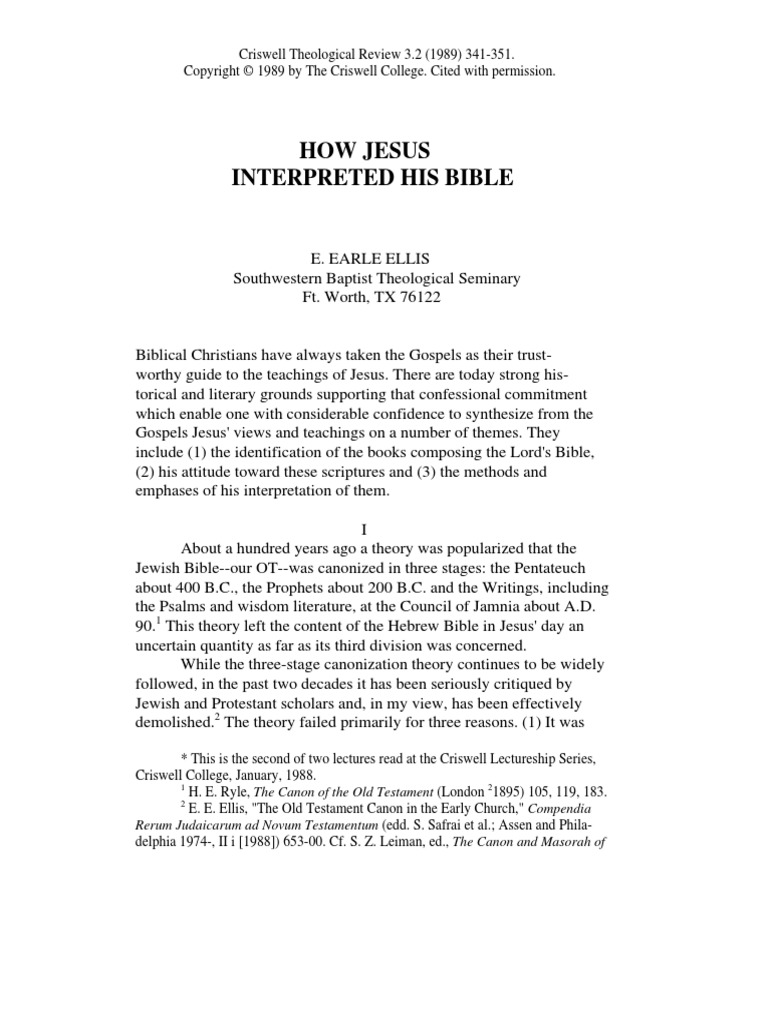 How Jesus Interpreted His Bible | PDF