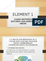 Element 1: Liaise Between Kitchen and Service Areas