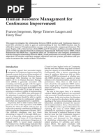 Human Resource Management For Continuous Improvement: Frances Jørgensen, Bjørge Timenes Laugen and Harry Boer