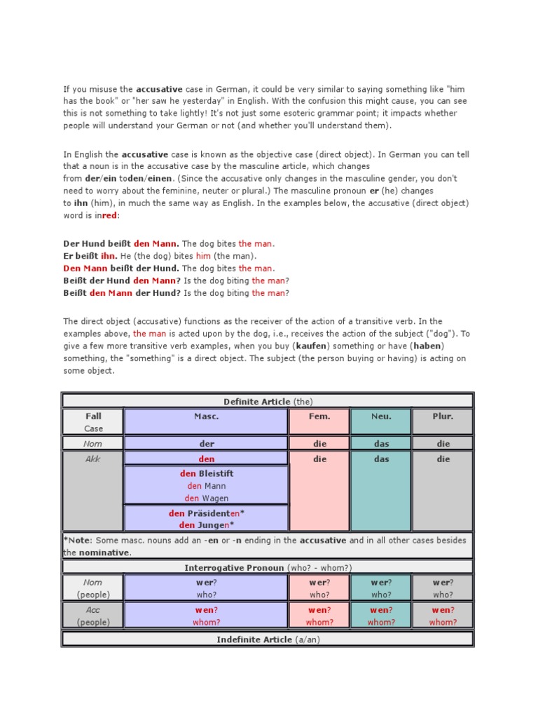 Akkusativ Case | PDF | Grammatical Gender | Semantics