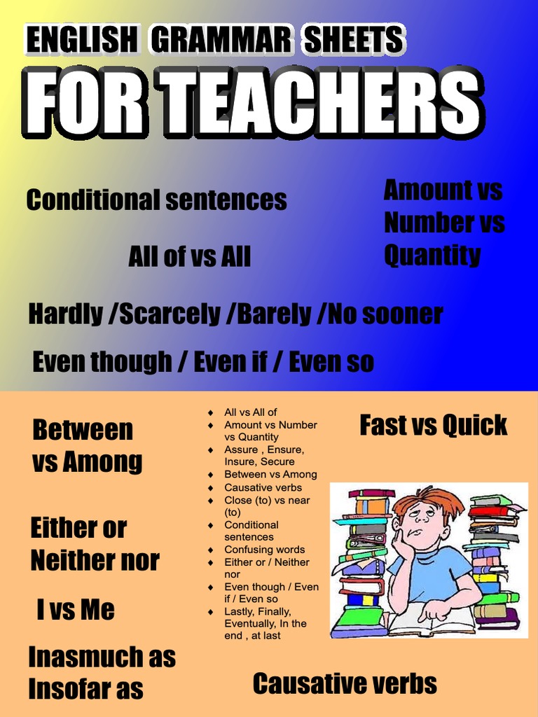 English Grammar Sheets For Teachers | Grammatical Number | Verb