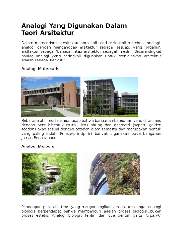 Analogi Yang Digunakan Dalam Teori Arsitektur