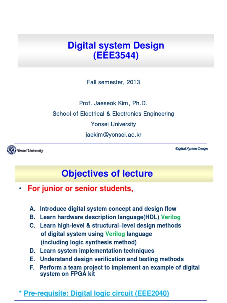 Digital System Design Course Overview | PDF | Hardware Description ...