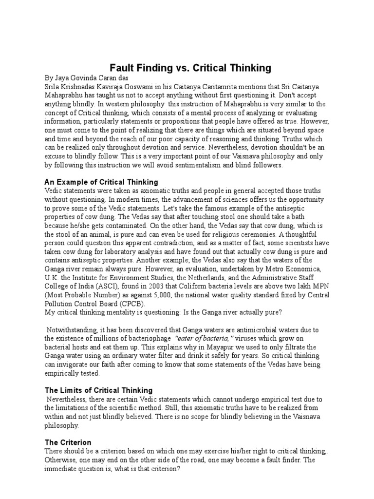 Critical Thinking vs. Fault Finding | PDF | Truth