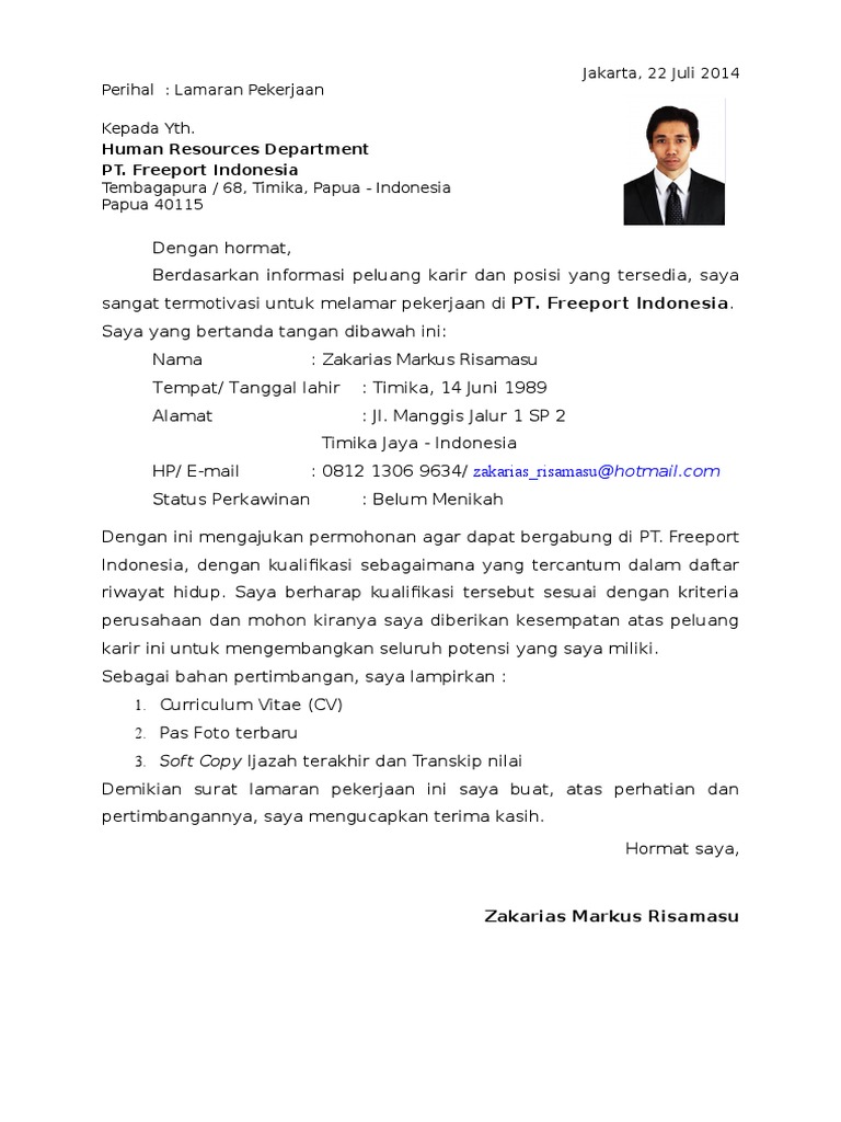 Contoh Surat Lamaran Kerja Di Pt Kai » Daily Blog Networks