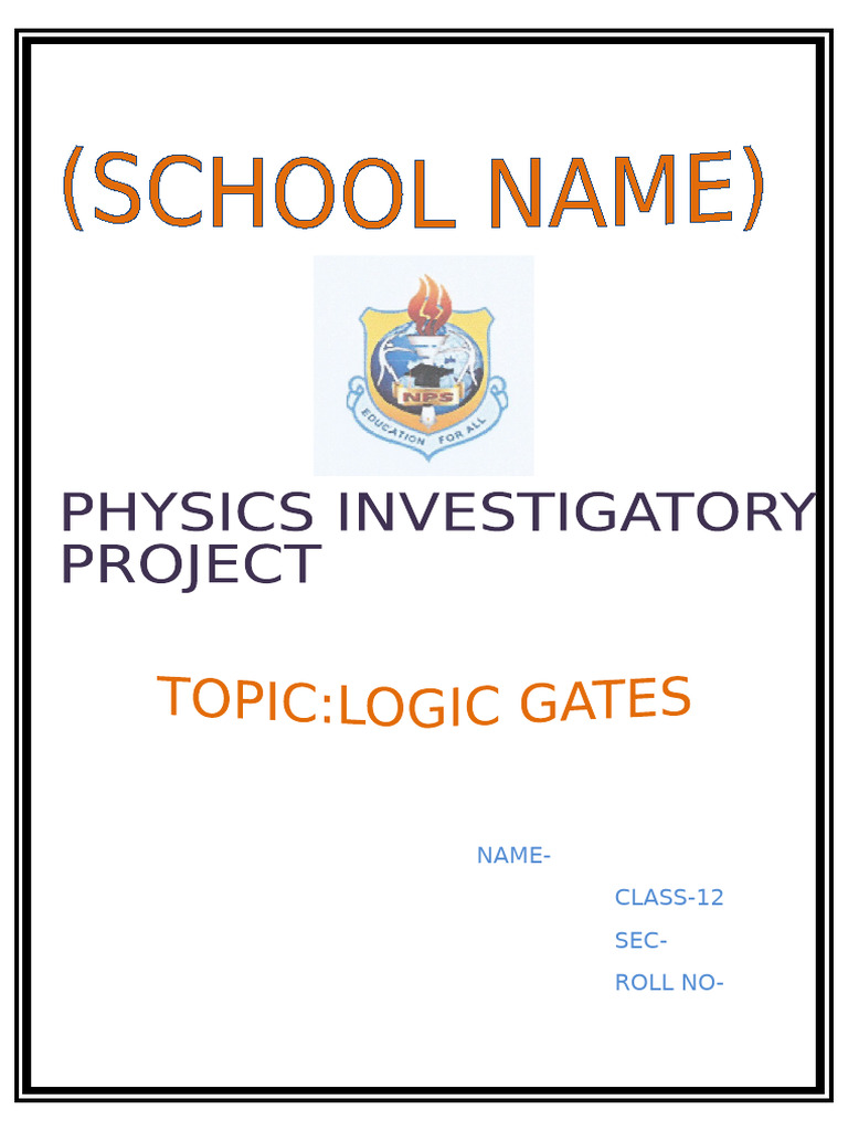 Logic Gates Project for Class 12 Physics | PDF | Field Effect ...
