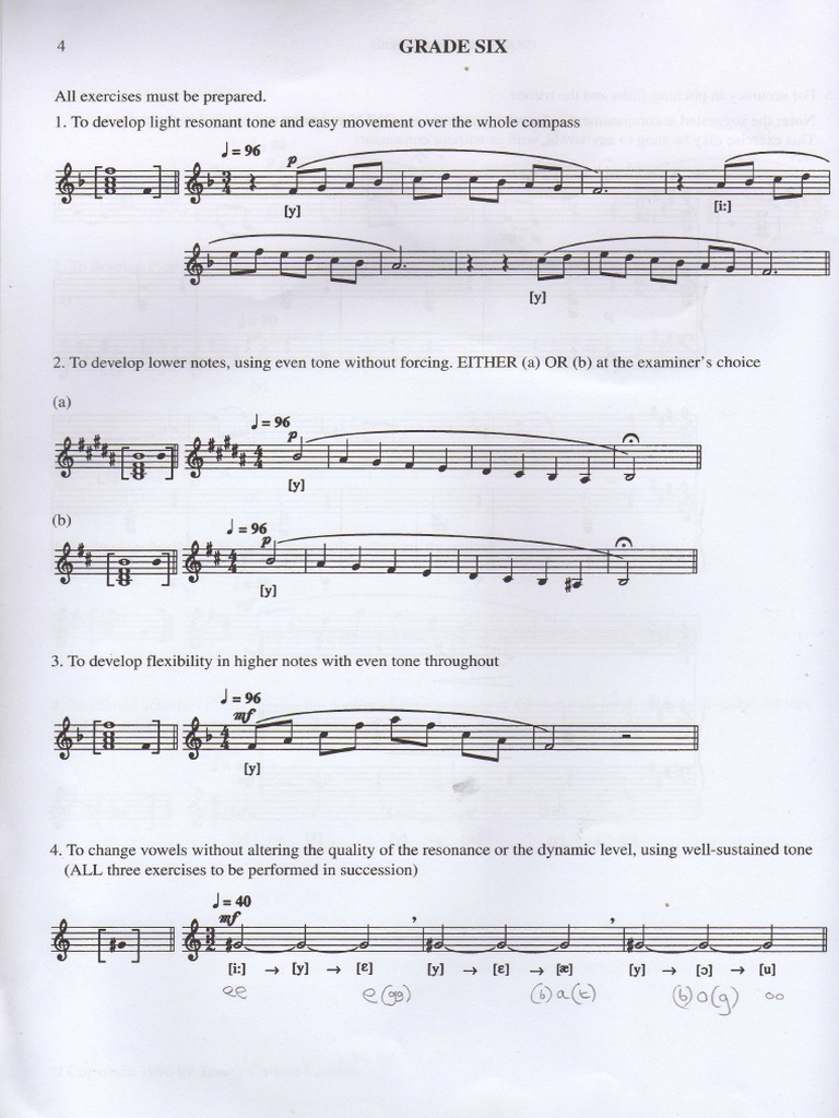 Grade 6 Singing Excercises Trinity | PDF