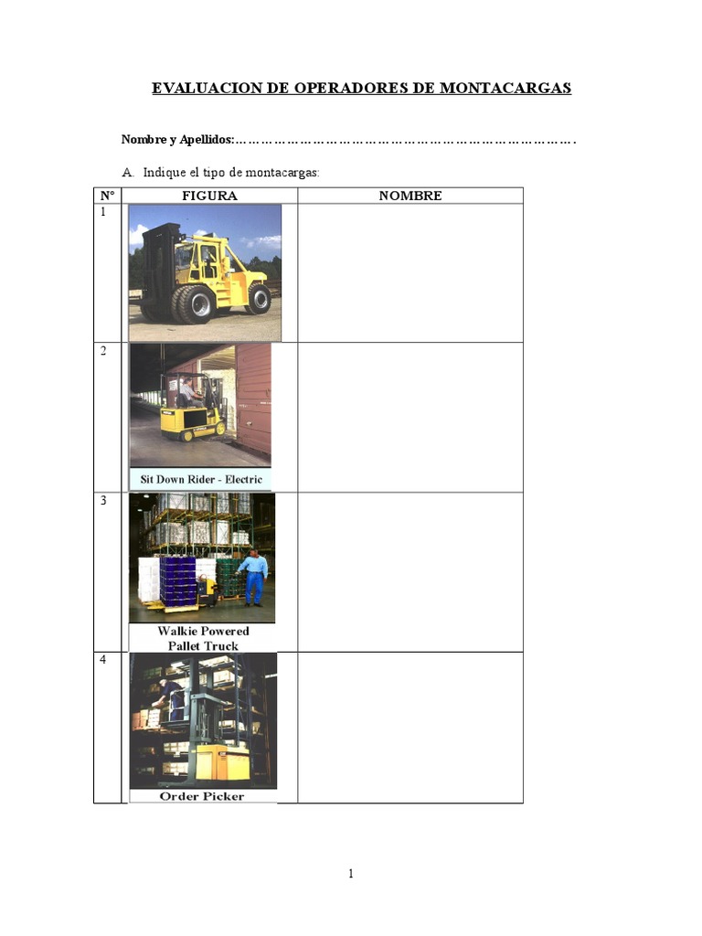 Evaluación de Operadores de Telehandler | PDF | Máquina elevadora ...
