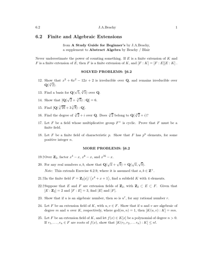 Finite Extension Is Algebraic | Finite Field Extension is Algebraic – BKYJL