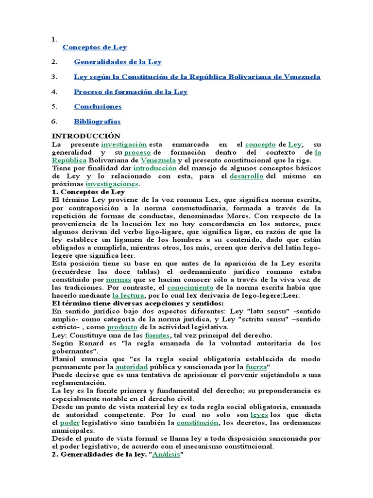 Conceptos y Formación de la Ley en Venezuela | PDF | Constitución | Ley ...