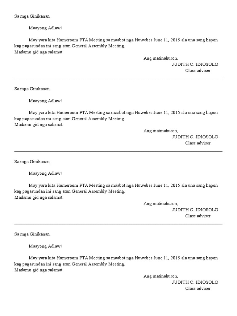 PTA Letter | PDF