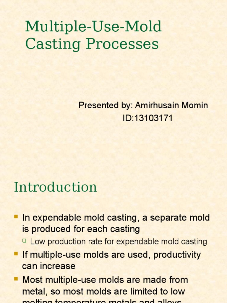 Multiple Use Mold Casting Processes PDF Casting (Metalworking) Building Engineering