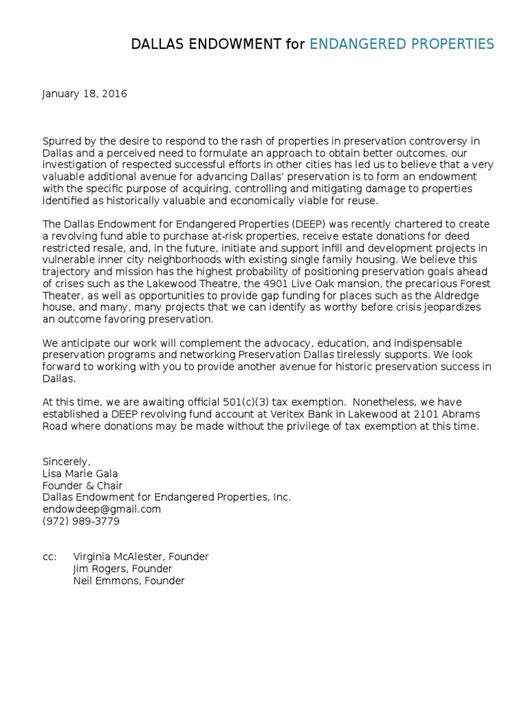 Letter for DEEP Awareness