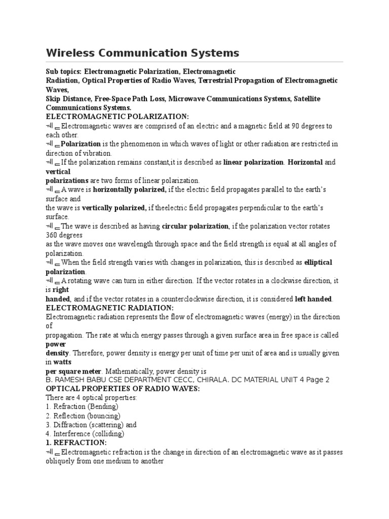 Wireless Communication Systems PDF Polarization (Waves) Waves