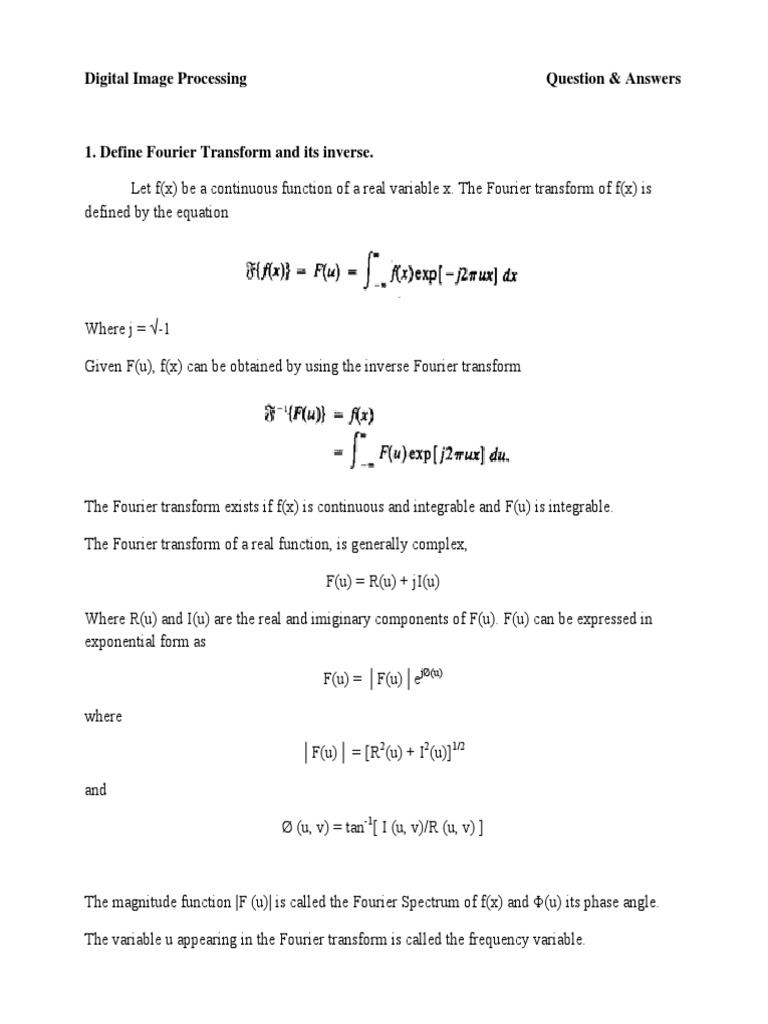 Digital Image Processing Question & Answers | PDF | Matrix (Mathematics ...