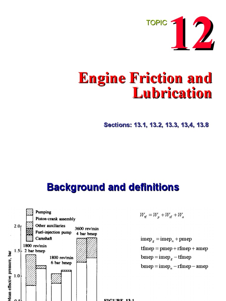 11 Engine Friction and Lubrication PDF Internal Combustion Engine