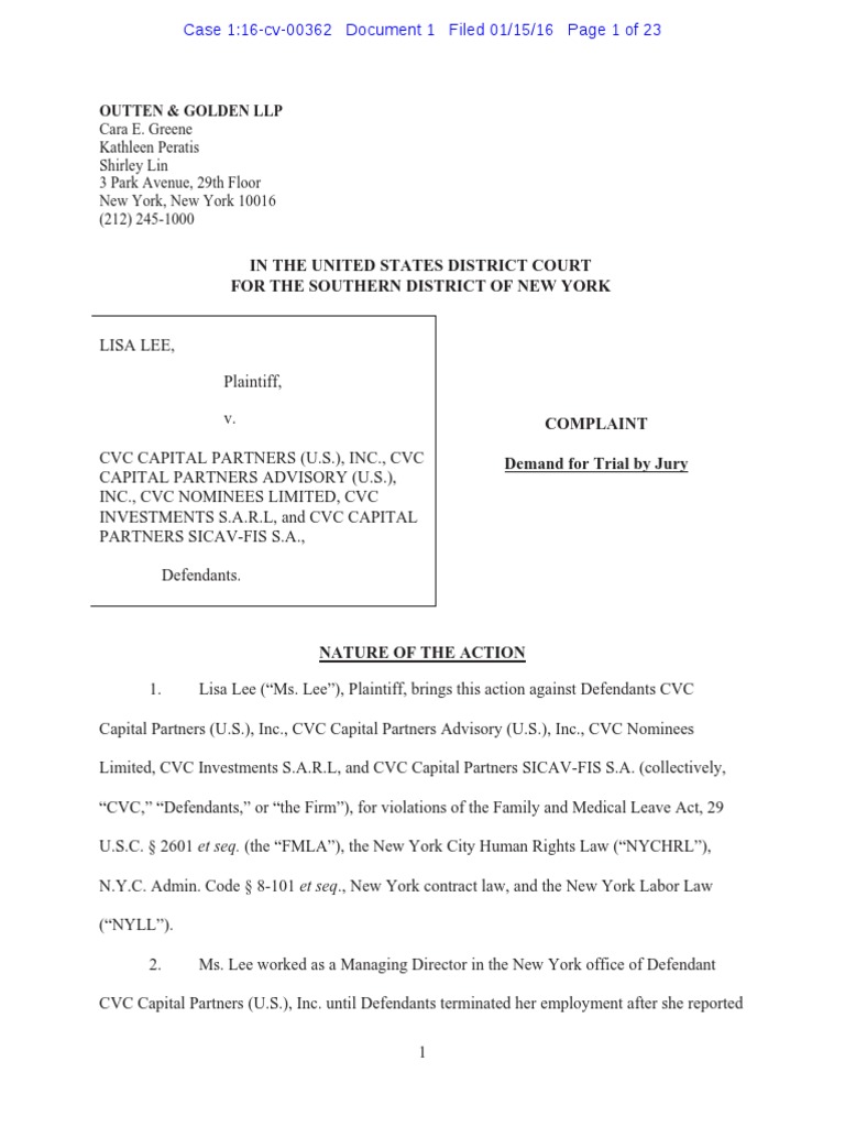 Lisa Lee CVC Complaint | PDF | Damages | Complaint