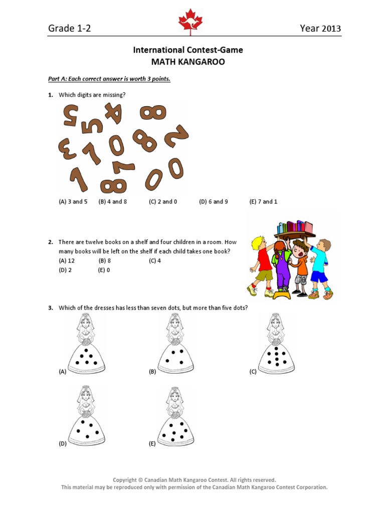 International Kangaroo Mathematics Competition Sample Paper