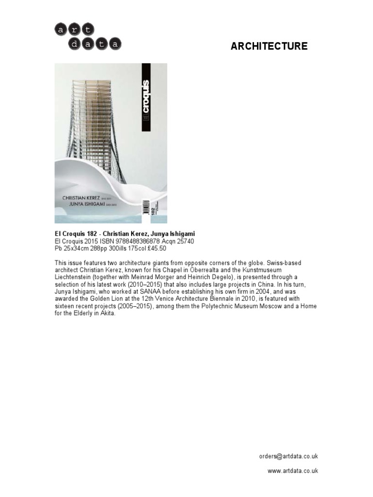 El Croquis 182: Kerez & Ishigami Insights | PDF | Architect | Art