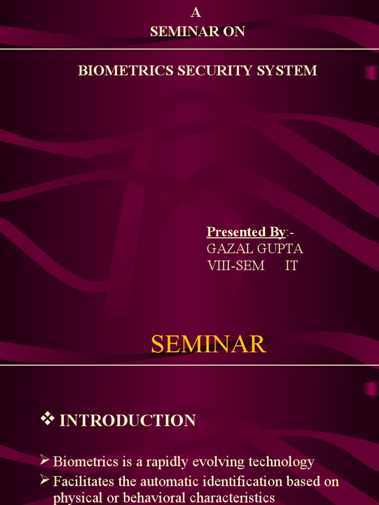 Biometrics Security System Presentation Pdf Biometrics Fingerprint