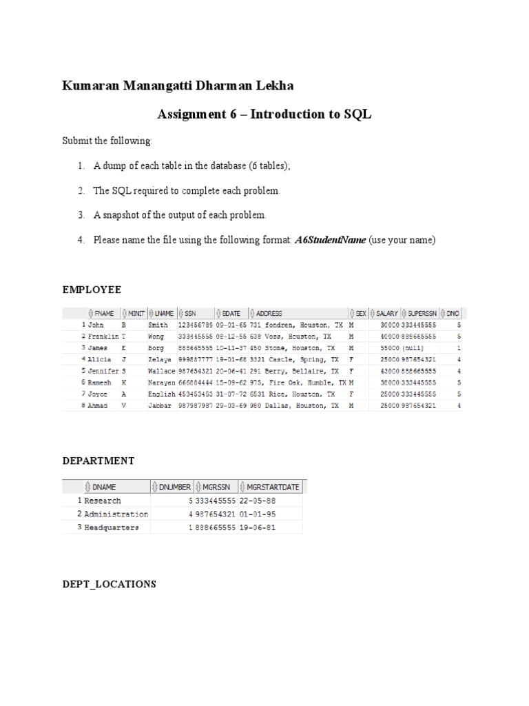 SQL Assignment: Database Queries Explained | PDF | Teaching Methods ...
