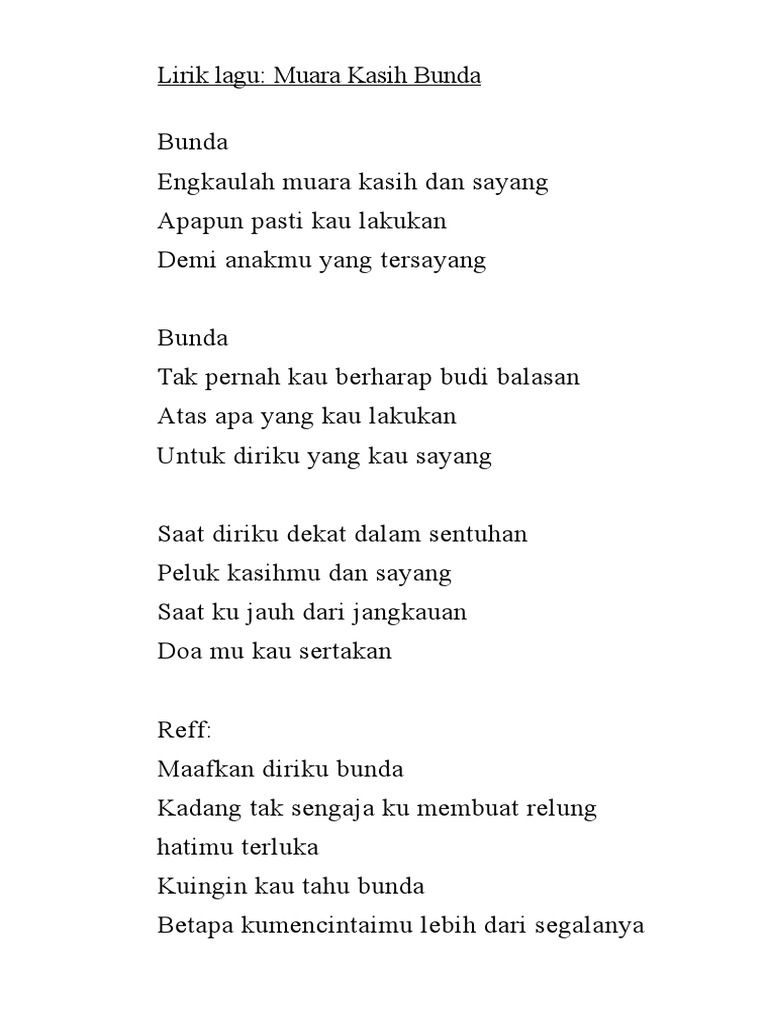 Lirik Lagu Bunda