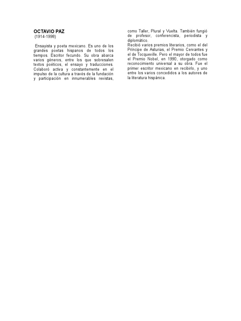 Octavio Paz | PDF | Historia | Clásicos