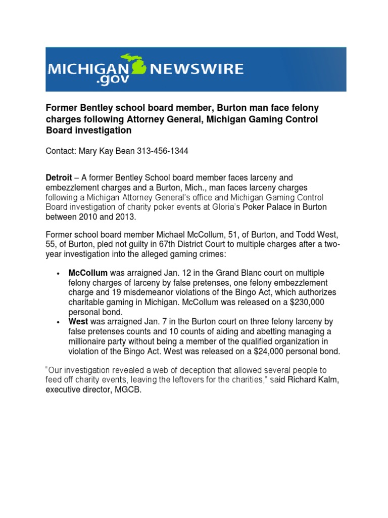 Former Bentley School Board Member, Burton Man Face Felony Charges