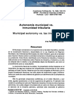 Autonomia Municipal vs Inmunidad Tributaria